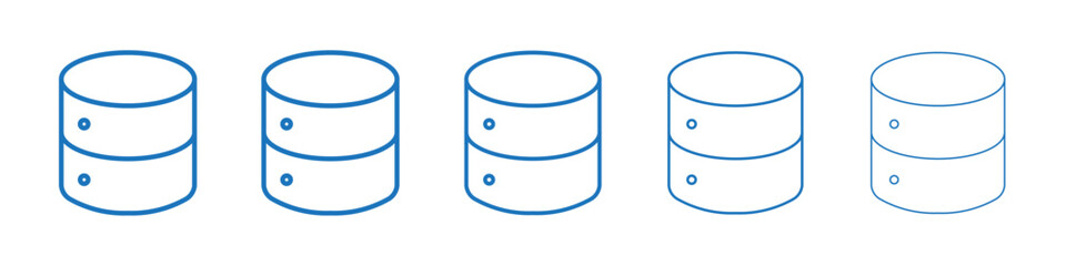 Database icon Symbol collection thin outline set