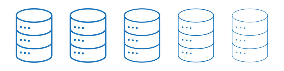 Database icon Symbol collection thin outline set