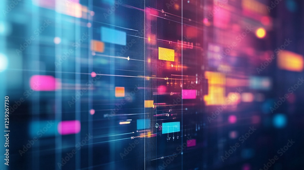 Poster Futuristic technology background showing data transferring through network