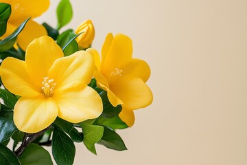Fototapeta premium Vibrant Yellow Flowers with Water Droplets