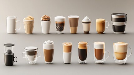 Variety of specialty coffee and espresso drinks being brewed and served