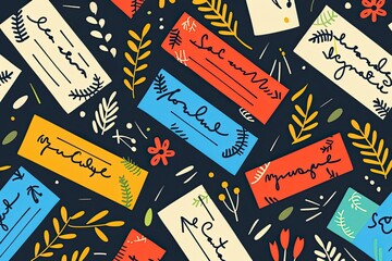 Colorful Notes Scattered With Floral Designs