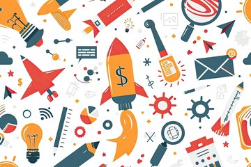 Business Startup Success Icons and Symbols Design