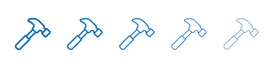 Hammer icon Symbol collection thin outline set