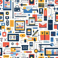 Digital Technology Network Seamless Pattern Design