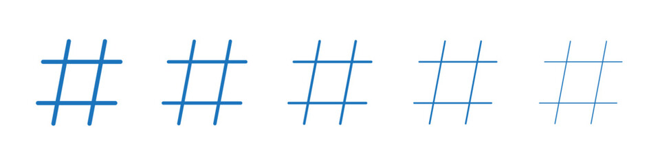 Hashtag icon Symbol collection thin outline set