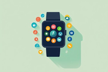 Smartwatch Displaying Multiple Application Icons