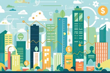 Modern Cityscape Illustrating Financial Growth and Sustainability