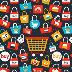 Colorful Shopping Bags and Carts Online Retail Design