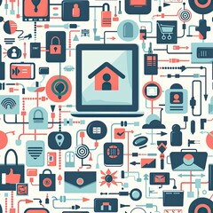 Connected Home Technology Network System Illustration