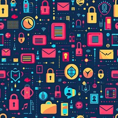 Colorful Digital Security Network Seamless Pattern Design