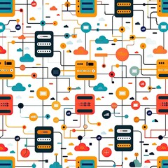 Colorful Abstract Network System Illustration