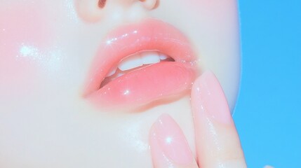 Fototapeta premium Glossy Lips and Soft Nails: A Pastel Dream