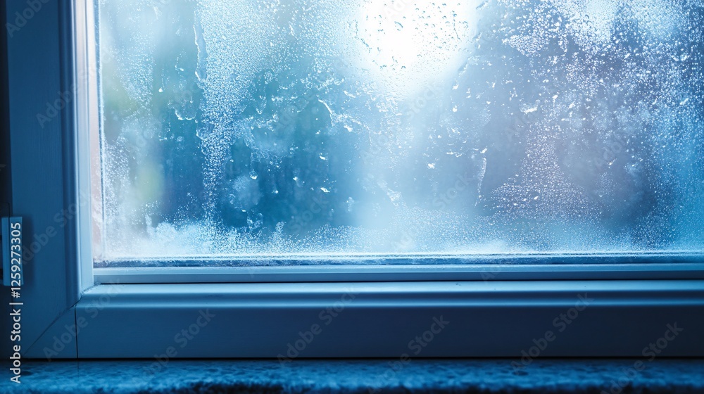 Aufkleber condensation forming on window showing poor home insulation