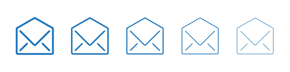 Open envelope icon Symbol collection thin outline set