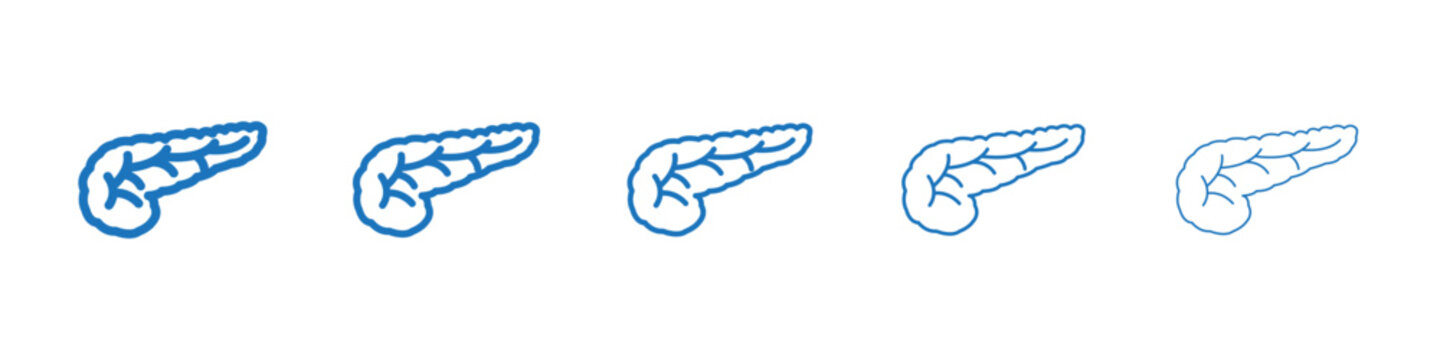 pancreas icon Symbol collection thin outline set