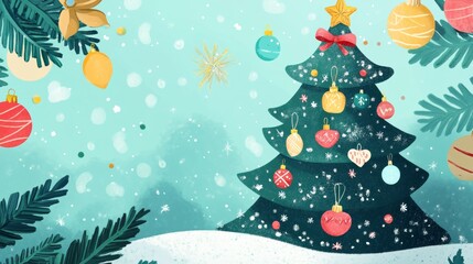 Whimsical hand-drawn Christmas tree with unique decorations, showcasing creative and festive spirit for Christmas content.