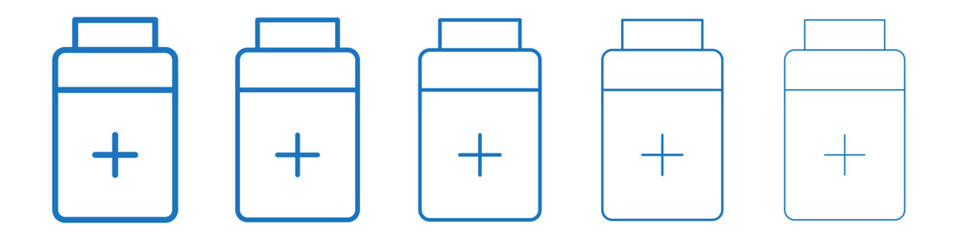 Pill bottle icon Symbol collection thin outline set