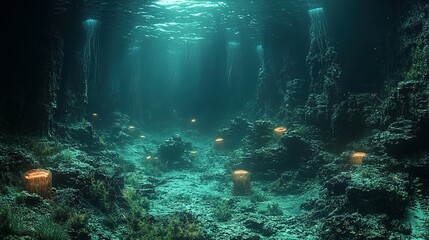 Bioluminescent Jellyfish Illuminate Deep Ocean Canyon