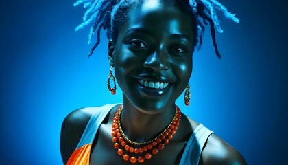 A beautiful photo of a happy smiling woman having fun at the street carnival in Brazil, Salvador Bahia, Recife