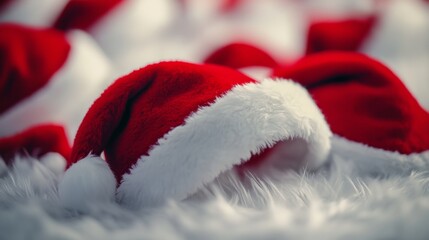 Creative Santa hat applications. Featuring inventive uses on various figures and characters. Ideal for holiday visuals.