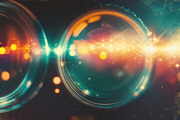 Obraz premium Vibrant Lens Capture with Light Highlights and Retro Brilliance Texture Overlay