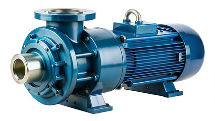 Industrial Blue Centrifugal Pump isolated on white background as transparent. PNG.AI GENERATED