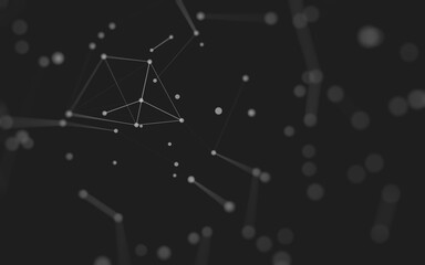 Fototapeta premium Abstract background. Molecules technology with polygonal shapes, connecting dots and lines. Connection structure. Big data visualization.