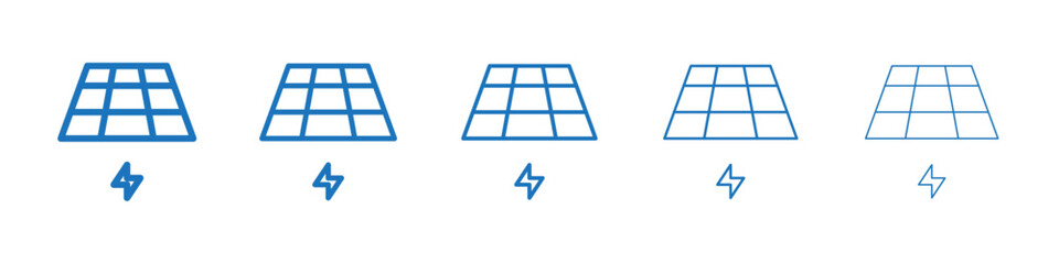 Solar panel icon Symbol collection thin outline set