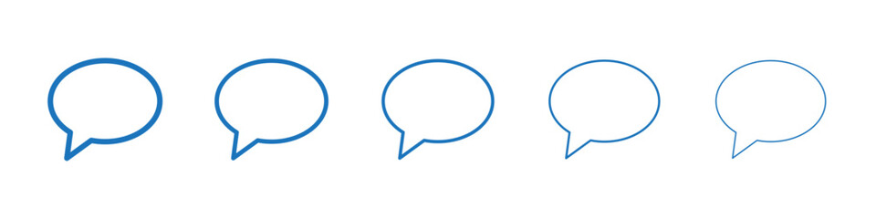 Speech bubble icon Symbol collection thin outline set