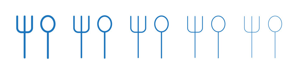 Spoon and fork icon Symbol collection thin outline set