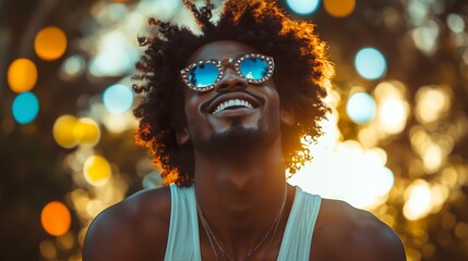 A beautiful photo of a happy smiling man having fun at the street carnival in Brazil, Salvador Bahia, Recife