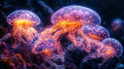 Luminous Jellyfish Glow in Deep Ocean Waters