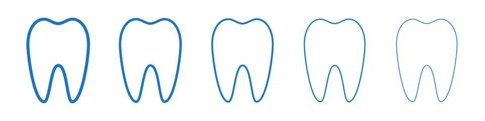 Tooth icon Symbol collection thin outline set