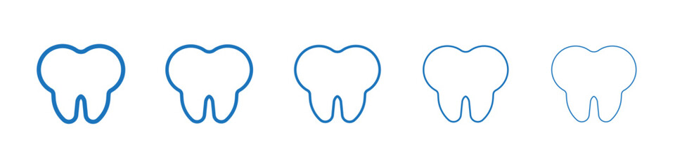 Tooth icon Symbol collection thin outline set