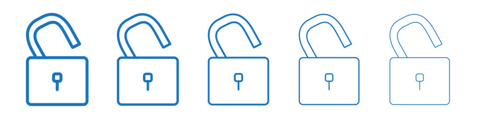 Unblocked icon Symbol collection thin outline set