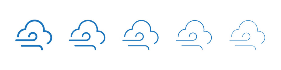 Wind clouds Icon Symbol collection thin outline set