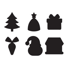 Christmas-EditableIconSet silhouette vector illustration