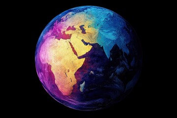 A vibrant view of Earth from space, showing continents and oceans