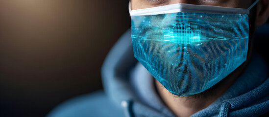 A man wearing a blue mask with a blue face