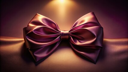 A Luxurious Crimson Satin Bow, Draped Elegantly on a Richly Textured Fabric, Illuminated by a Warm, Gentle Light