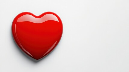 Shiny Red Heart Symbol on a Light Background for Romantic Themes