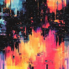 Fototapeta premium Abstract Colorful Digital Art with Bold Stripes and Textures