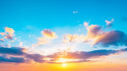 Obraz premium vibrant sunset over cityscape, showcasing beautiful colors and clouds