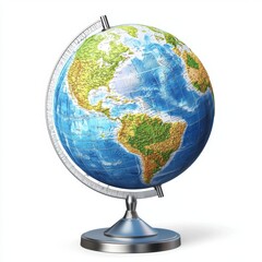 Detailed Globe Representation Showing Continents, Oceans, and Landforms for Educational and Decorative Purposes