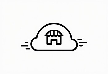 Simple Line Cloud Store Logo: Minimalist Design with Lines as a Design Element, White Background, Clean and Modern for Cloud-Based Retail Businesses.

