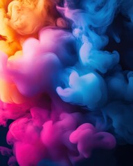 Fototapeta premium Abstract smoke effect background with vivid colors on black