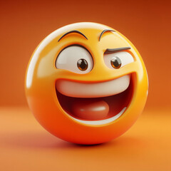 Fototapeta premium Glossy & Vibrant 3D Emoji with Expressive Face, Generative AI