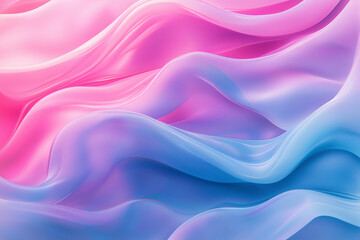 Obraz premium Abstract Soft Wave Pattern in Pastel Pink and Blue Gradient Creating a Dreamy and Flowing Fabric-Like Texture