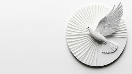 Elegant White Bird on Decorative Circle Background in Minimalist Style